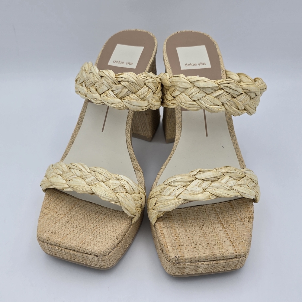 Dolce Vita Braided Natural Raffia Platform Sandal - Picture 4 of 14
